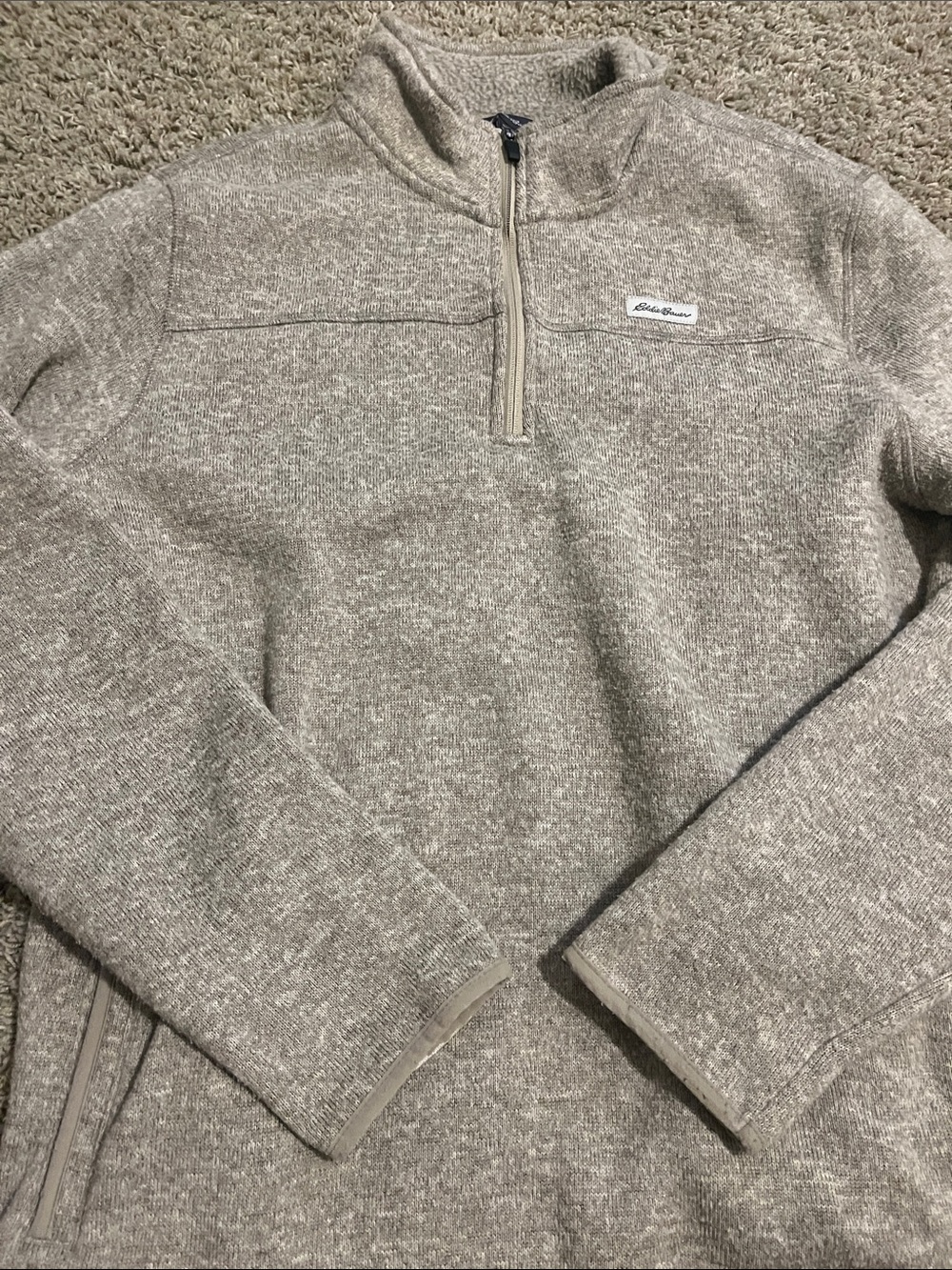 Eddie Bauer Men's Heathered Taupe Half-Zip Pullover